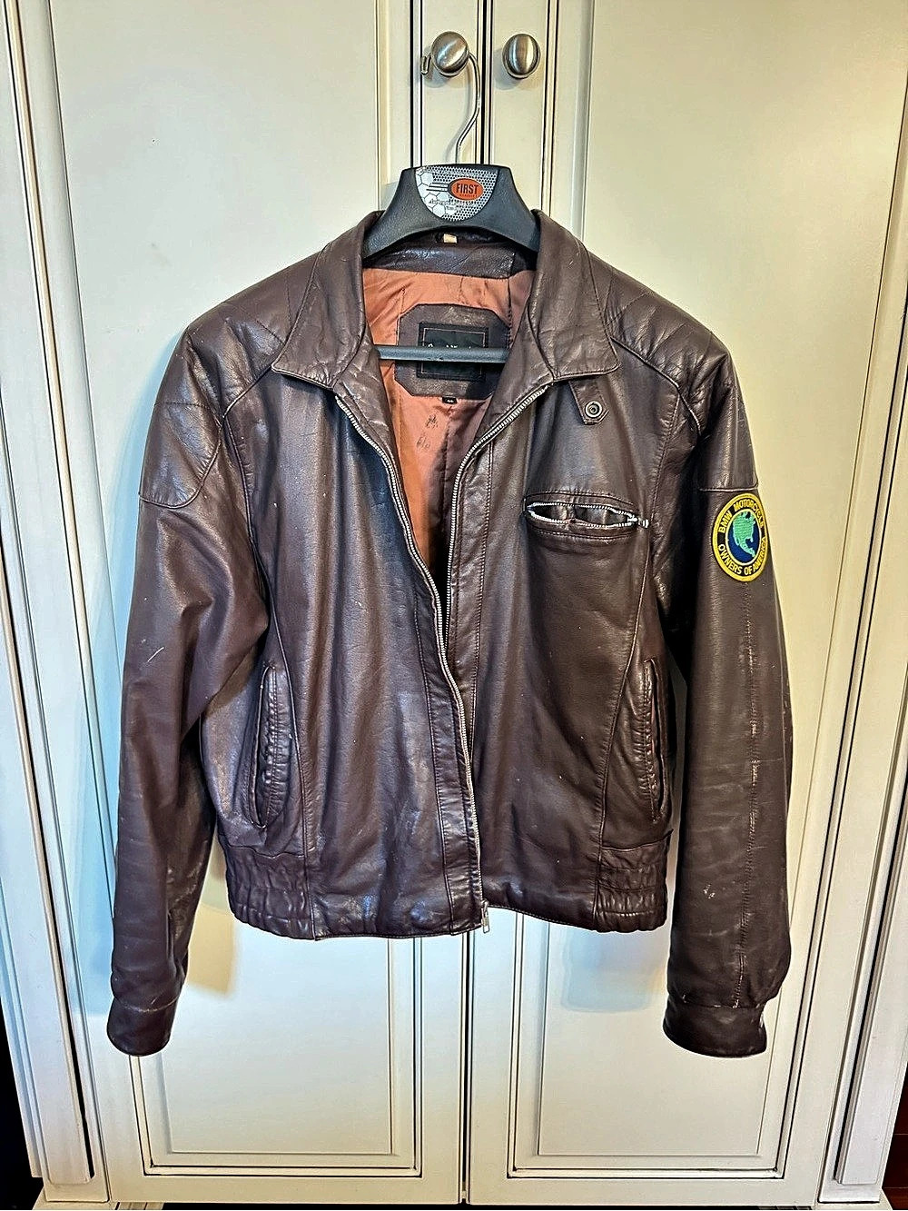 Royal Knight Leather Motorcycle Jacket Brown Size 46